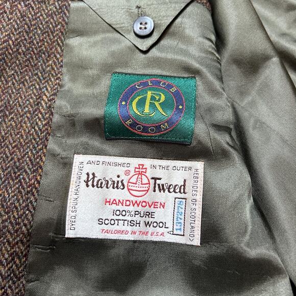 Club Room Harris Tweed Scottish Wool Herringbone Sport Coat Blazer Jacket 44R - Picture 6 of 8